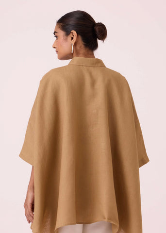 Liberty Tan Linen Cape Top