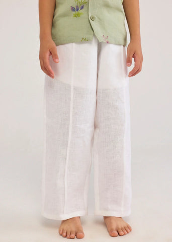 Kids Neo Timeless Linen Pants- Ivory