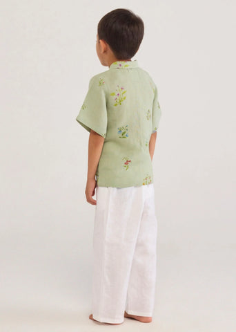 Kids Neo Timeless Linen Pants- Ivory