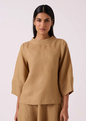 Bertie Tan Linen Top