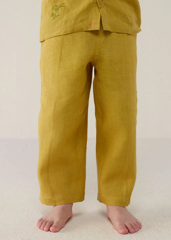 Kids Neo Timeless Linen Pants- Ochre