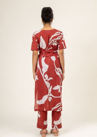 A Model Wearing Multicolor Upcycled Cotton Sue Printed Set, curated by Only Ethikal