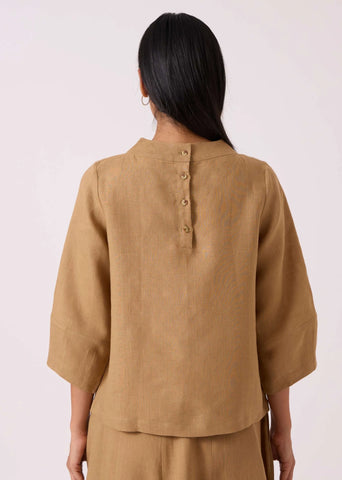 Bertie Tan Linen Top