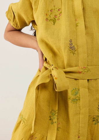 Kids Sia Floral Dress- Ochre