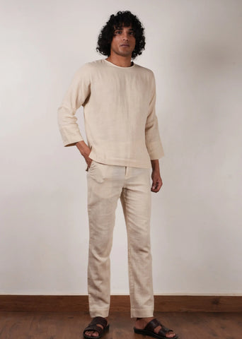 Men'S Crush Cotton Cream Pants