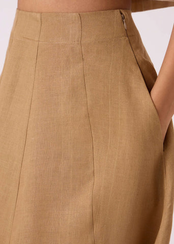 Marner Tan Linen Skirt