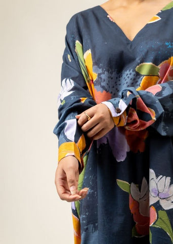 A Model Wearing Multicolor Upcycled Cotton Helen Prined Set, curated by Only Ethikal