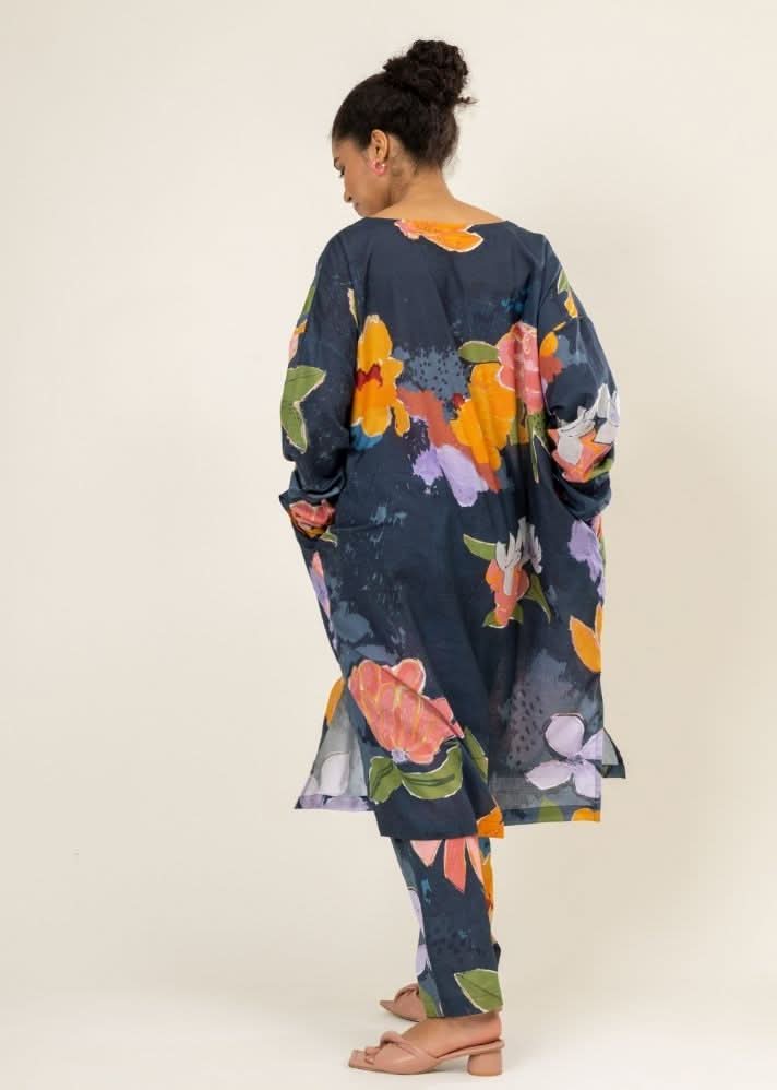 A Model Wearing Multicolor Upcycled Cotton Helen Prined Set, curated by Only Ethikal