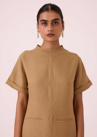 Salome Tan Linen Dress