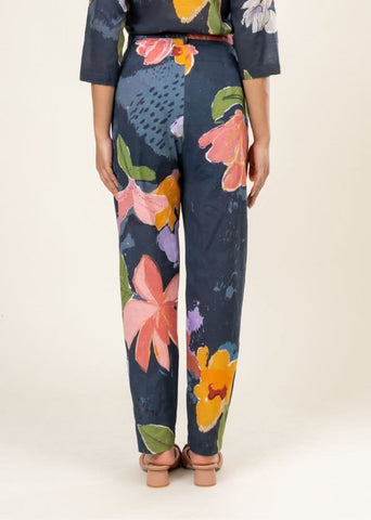 A Model Wearing Multicolor Upcycled Cotton Harris Printed Pants, curated by Only Ethikal