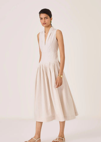 Aarini Ecru Cotton Dress