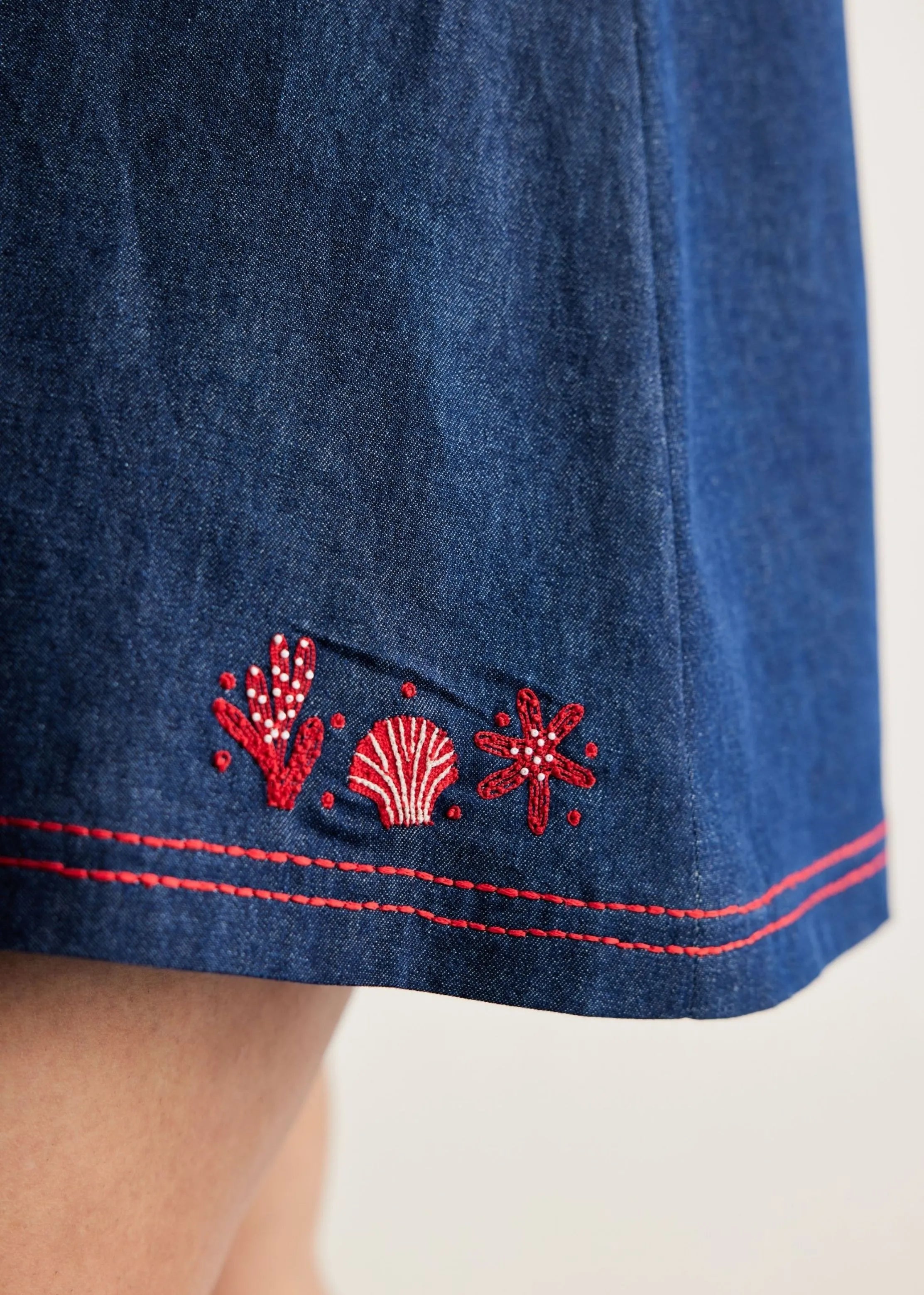 A Model Wearing Blue Cotton Denim Deep Blue Sustainable Denim Dress, curated by Only Ethikal