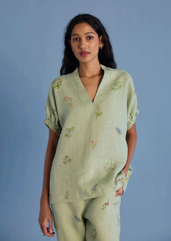 Mihen Elasticated Sleeve Co-Ord Set-Mint
