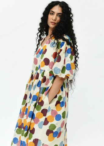 A Model Wearing Multicolor Organic Cotton Void Bell Dress , curated by Only Ethikal