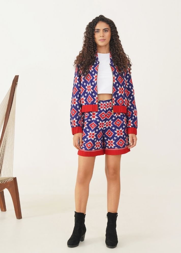 A Model Wearing Multicolor Handwoven Cotton Amy Set, curated by Only Ethikal