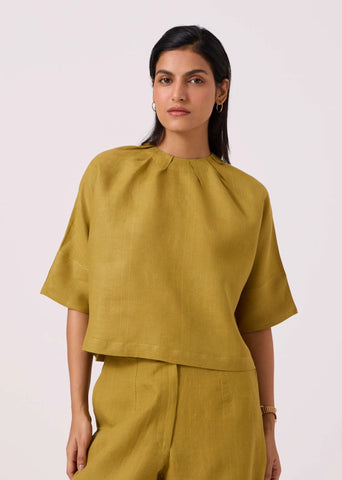 Bourne Olive Linen Top