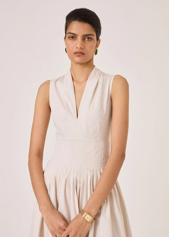 Aarini Ecru Cotton Dress