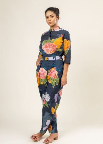 A Model Wearing Multicolor Upcycled Cotton Fannie Printed Set, curated by Only Ethikal