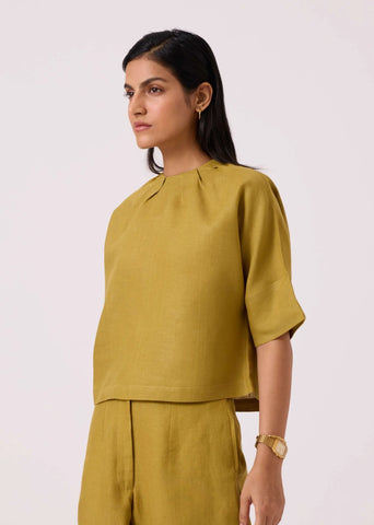 Bourne Olive Linen Top