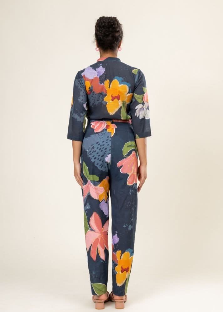 A Model Wearing Multicolor Upcycled Cotton Fannie Printed Set, curated by Only Ethikal