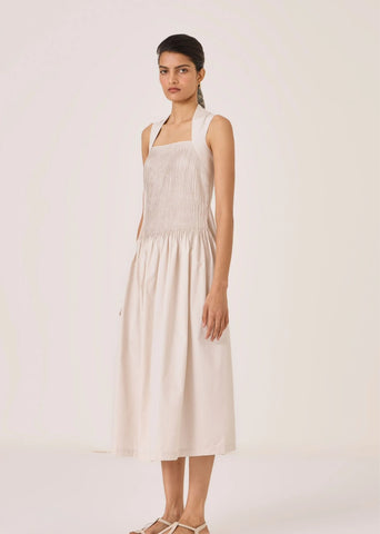 Ziva Ecru Cotton Dress
