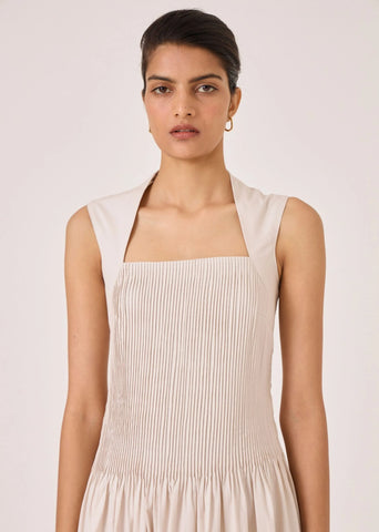 Ziva Ecru Cotton Dress
