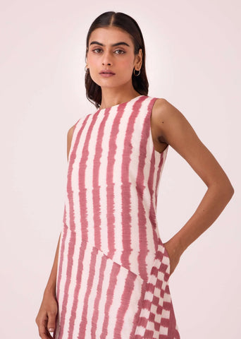 Bennet Rhubarb Striped Ikat Dress