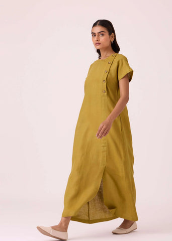 Liza Olive Linen Dress