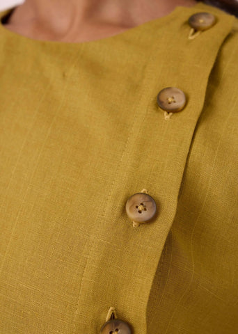 Liza Olive Linen Dress