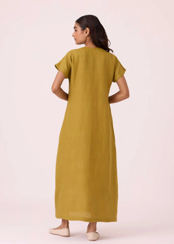 Liza Olive Linen Dress