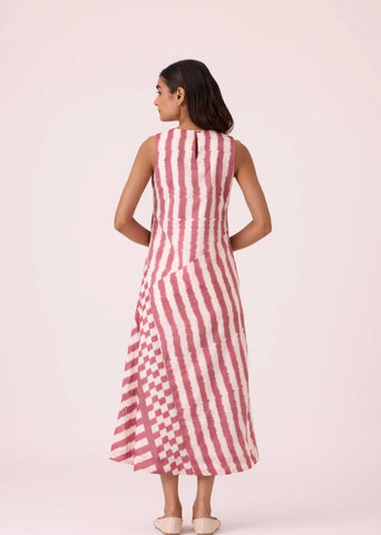 Bennet Rhubarb Striped Ikat Dress