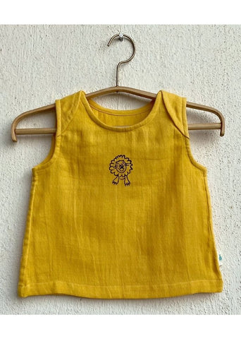 Unisex Organic Zoo Yellow Jhabla With Indigo Check Pants