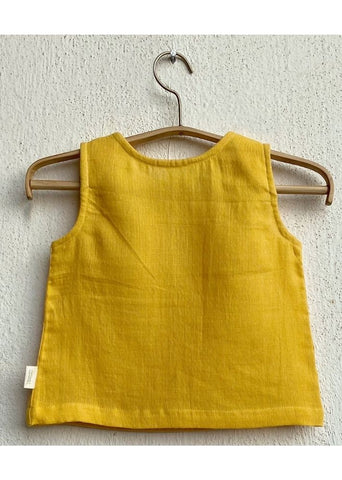 Unisex Organic Zoo Yellow Jhabla With Indigo Check Pants