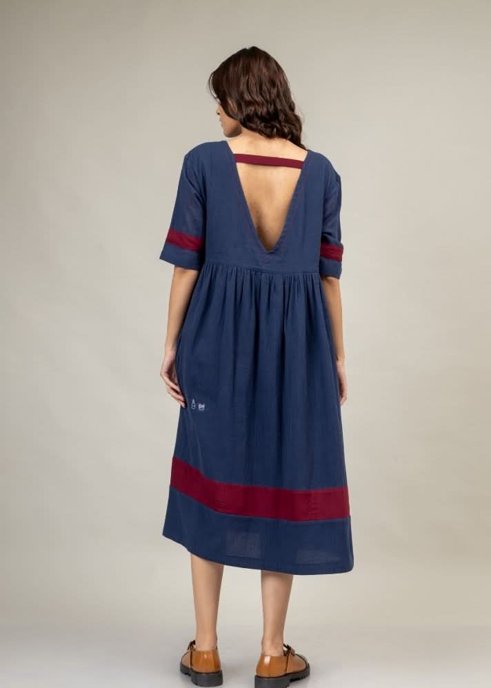 A Model Wearing Blue Upcycled Cotton Jess Dress, curated by Only Ethikal