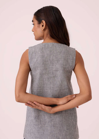 Huxley Houndstooth Linen Top