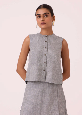 Wotton Houndstooth Linen Top
