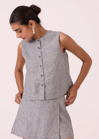 Wotton Houndstooth Linen Top