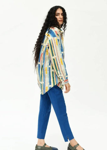 A Model Wearing Multicolor Organic Cotton Empty Line Shirt , curated by Only Ethikal