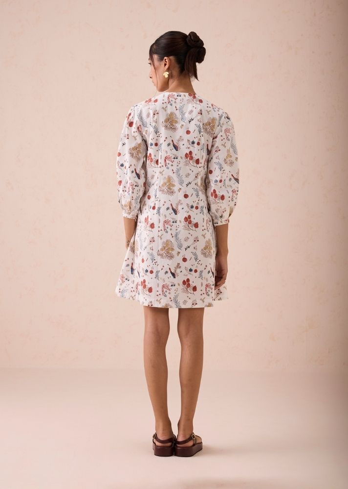 A Model Wearing White Poplin The Forest Pine Organic Cotton Short Dress, curated by Only Ethikal