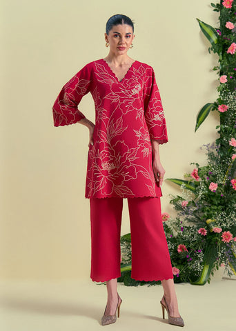 Red Nira Tunic Set
