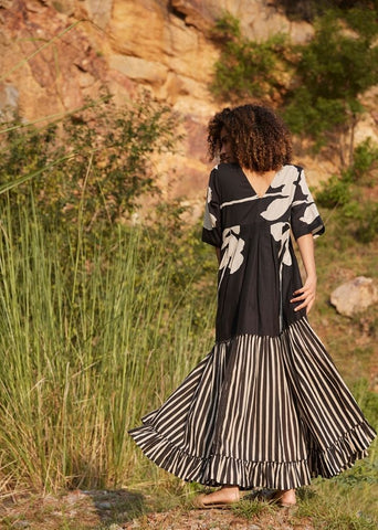A Model Wearing Black Pure Cotton Longing Days Maxi Dress curated by Only Ethikal