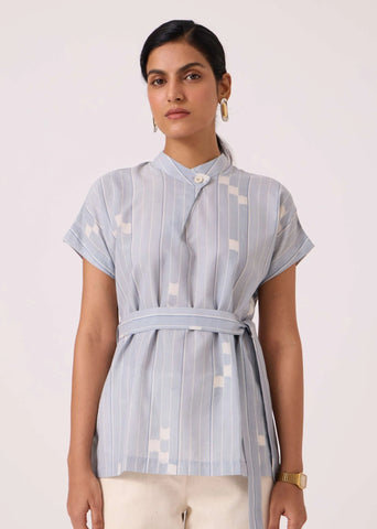 Kitty Blue Ikat Top