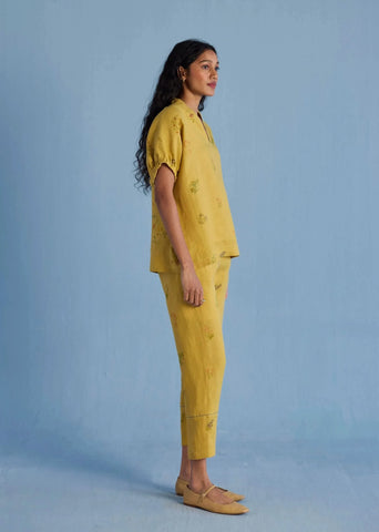 Mihen Elasticated Sleeve Co-Ord Set-Ochre