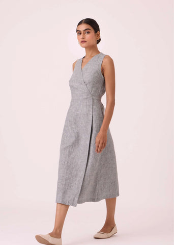 Arandi Houndstooth Linen Dress