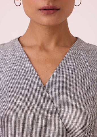Arandi Houndstooth Linen Dress