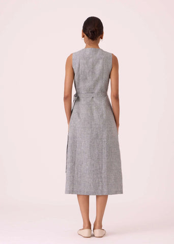 Arandi Houndstooth Linen Dress