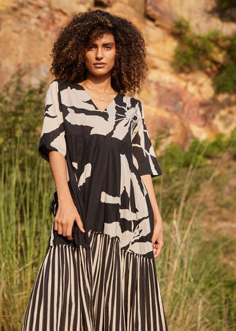 A Model Wearing Black Pure Cotton Longing Days Maxi Dress curated by Only Ethikal