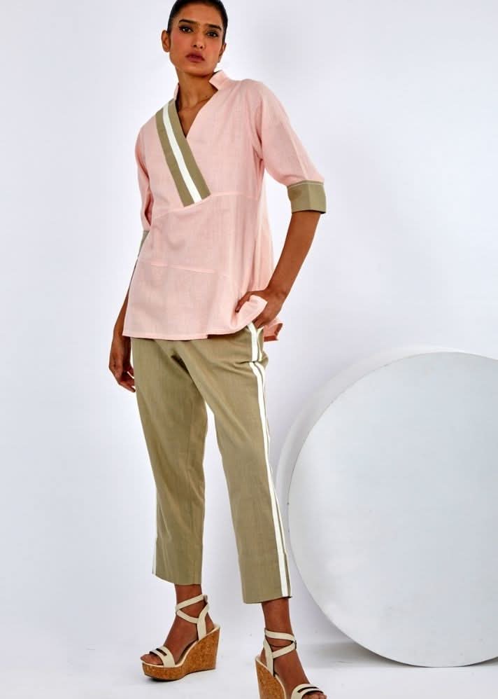 A Model Wearing Pink Pure Cotton Pastel Pink Ren Muted Pink Co-Ord Set, curated by Only Ethikal