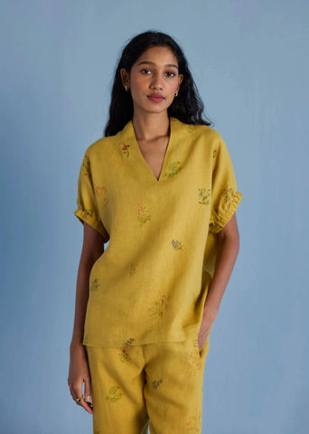 Mihen Elasticated Sleeve Co-Ord Set-Ochre