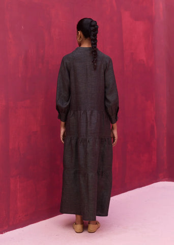 Shiri Linen Dress- Charcoal